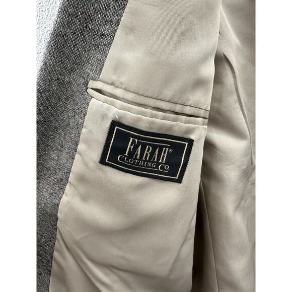 Farah Mens Suit Coat Size 42L Brown Elbow Patch Double Button Up VTG - Picture 5 of 12